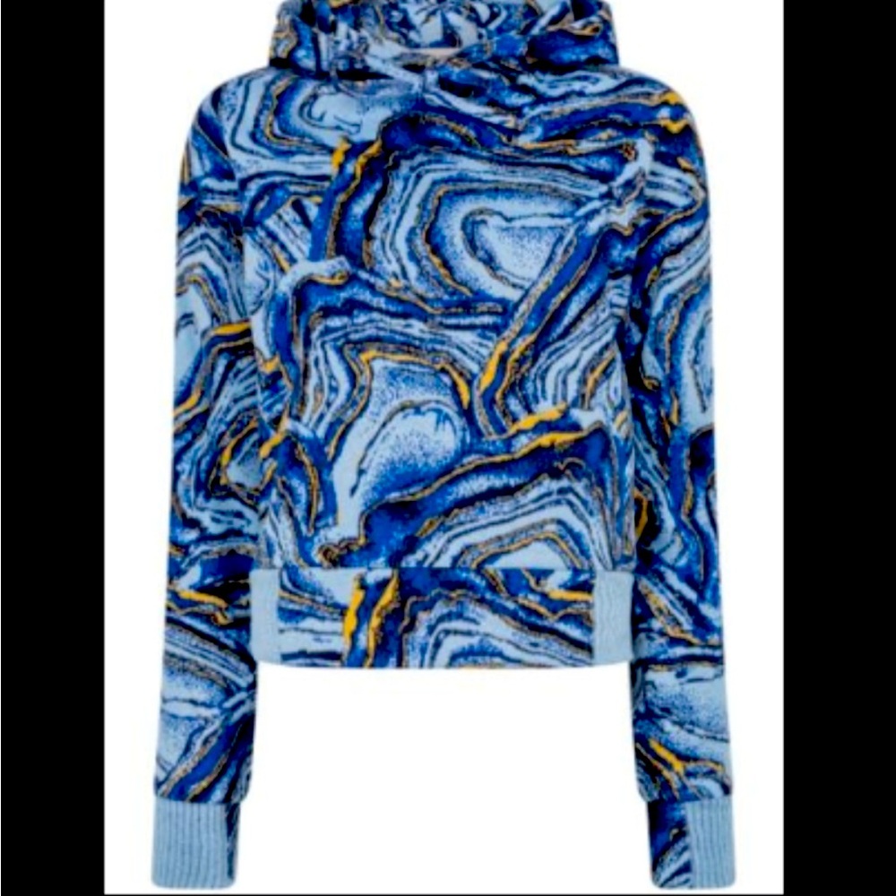 NWT  Twenty Montreal Crystal Azurite Hyper Reality Knit hoodie Atlantic Blue